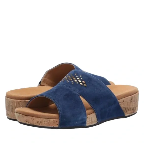 Spenco Passport Wedge womens Slide Sandal 12B Dark Navy NWB - Picture 1 of 12